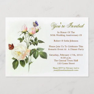 weiße Rosen elegante Hochzeitseinladungen Einladung