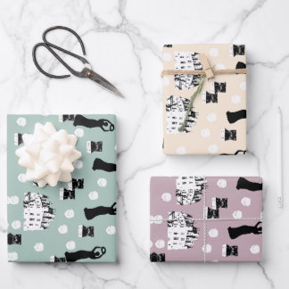 Weiße Rosen Erbe Wiederbelebung Creme Grün und Ros Geschenkpapier Set