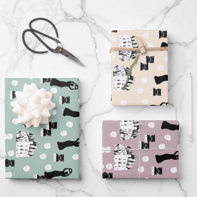 Weiße Rosen Erbe Wiederbelebung Creme Grün und Ros Geschenkpapier Set (Vorderseite)