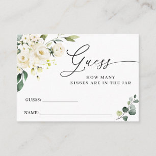 Weiße Rosen Eukalyptus Schätzspiel Karte