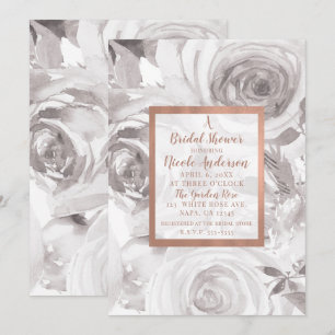 Weiße Rosen Florale Rose Moderne Schicke Hochzeits Einladung