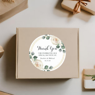 Weiße Rosen Frühlingshochzeit Romantische Hochzeit Runder Aufkleber