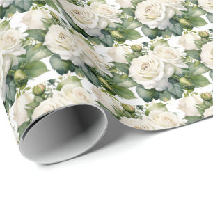 Weiße Rosen Geschenkpapier