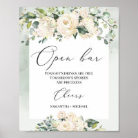 Weiße Rosen, Grünpflanzen boho