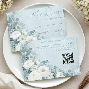 Weiße Rosen Hellebores Silber-Eukalyptus-Hochzeit RSVP Karte