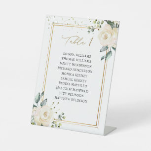 Weiße Rosen Hochzeitstisch Nummer Sitzordnung Sockelschild
