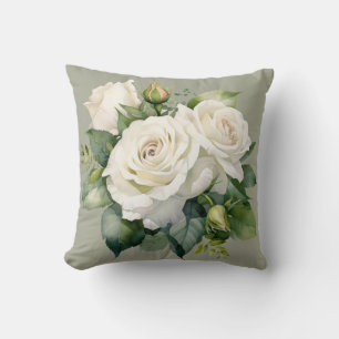 Weiße Rosen Klassische Blüten Kissen