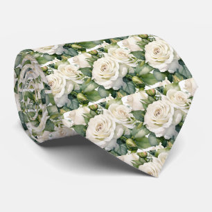 Weiße Rosen Klassische formelle florale Krawatte