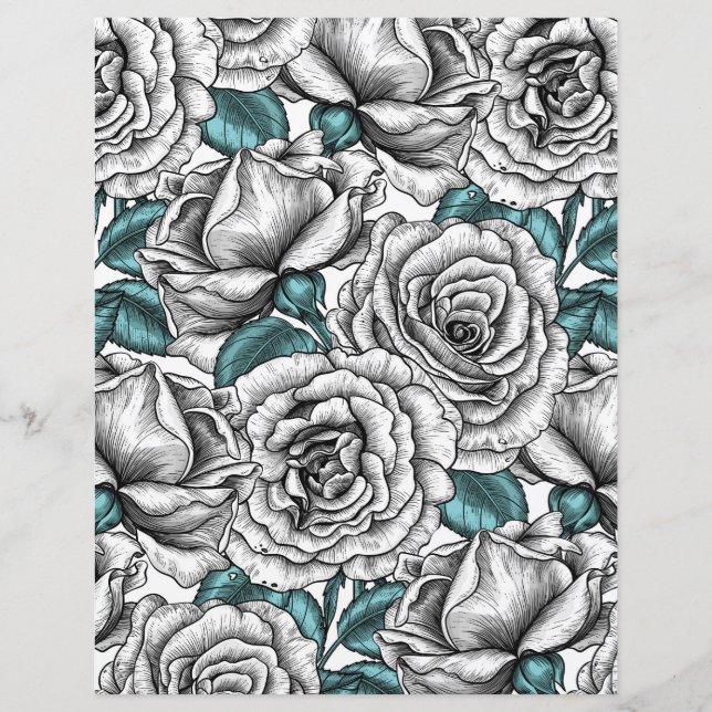 Weiße Rosen mit blauen Blätter (Vorderseite)