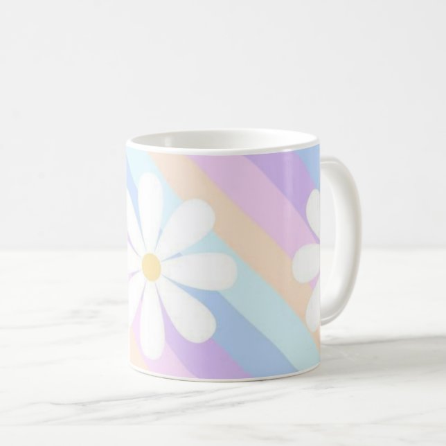 weiße Rosen mit farbigem Hintergrund Kaffeetasse (VorderseiteRechts)