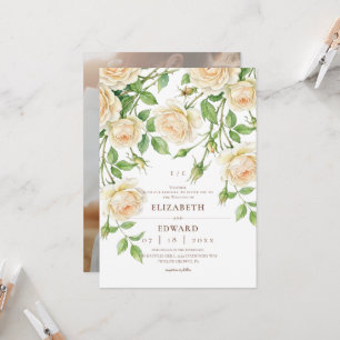 Weiße Rosen Moderne Elegante Blumenhochzeit Einladung