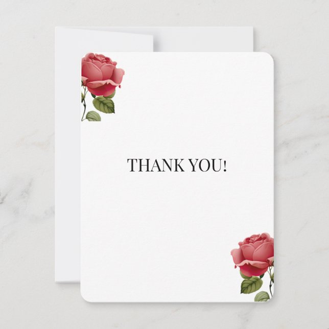 Weiße Rosen Romantische Hochzeit Danke (Vorderseite)