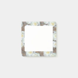 Weiße Rosen Romantisches Rustikales Muster Post-it Klebezettel