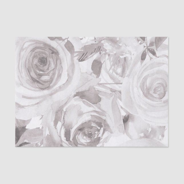 Weiße Rosen Rose Moderne Elegante Hochzeit Seidenpapier (Vorderseite)