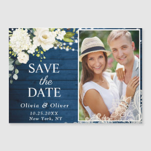 Weiße Rosen-Spitzen-Save-the-Date-Magnetkarte Magnetkarte