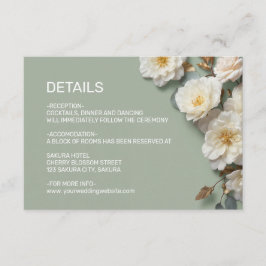 Weiße Rosen Texturierte Blumen Details Begleitkarte