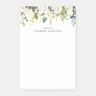 Weiße Rosen und Hydrangeas Garland Post-it Klebezettel