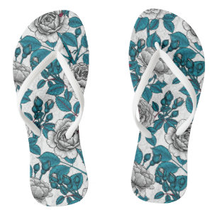 Weiße Rosen und Ladybusen Flip Flops