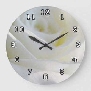 Weiße Rosen-Wand-Uhr Große Wanduhr