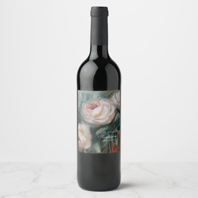 Weiße Rosen Weinetikett (Vorderseite)