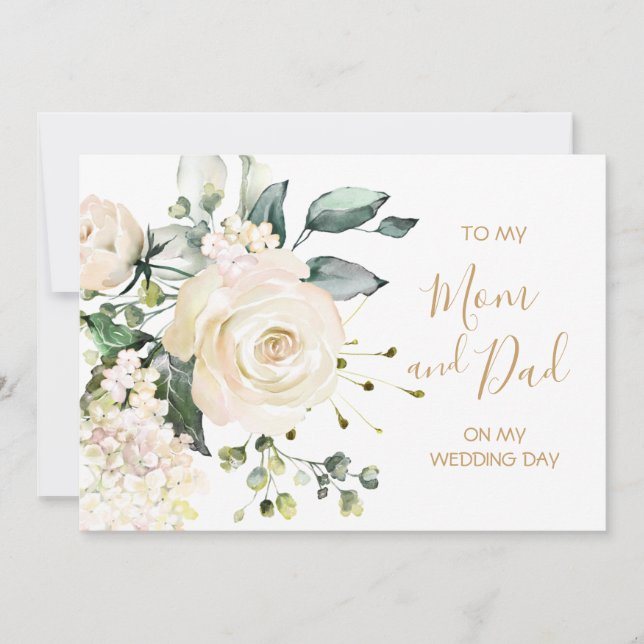 Weiße Rosen zu meiner Mutter und meinem Vater am H Karte (Vorderseite)