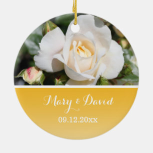 weiße Rosenblume Braut und Bräutigam Hochzeitsande Keramikornament