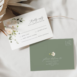 Weiße Rosenblütenterrasse Elegante Wedding RSVP Ka Karte
