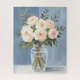 Weiße Rosenbouquet Elegante Wasserfarbe Flora Puzzle