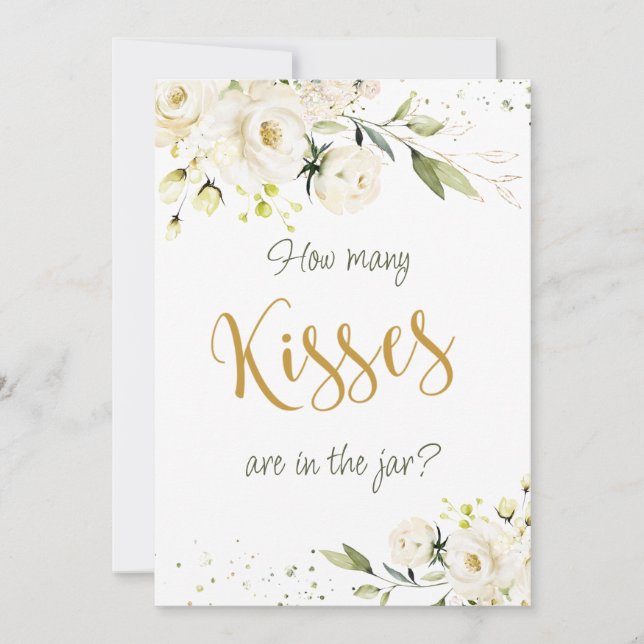 Weiße Rosengrün schätzt wie viele Küsse in Jar Einladung (Vorderseite)