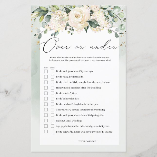 Weiße Rosengrün über oder unter Bridal-Spiel (Vorderseite)