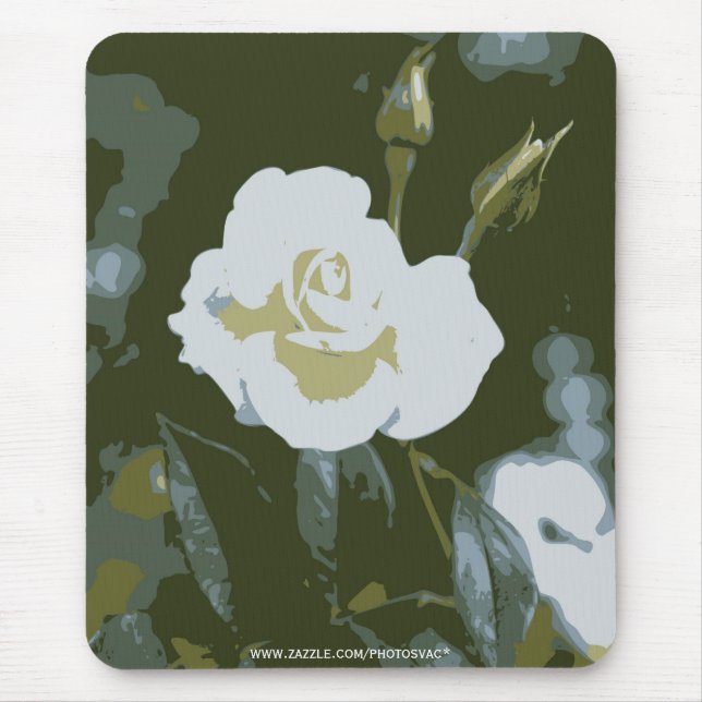 Weiße Rosenmauspad Mousepad (Vorne)