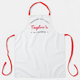 Weiße Rot-Hütte mit Liebe Personalisiert Küche Schürze