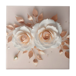 Weiße Röte 3-D-Blume Fliese
