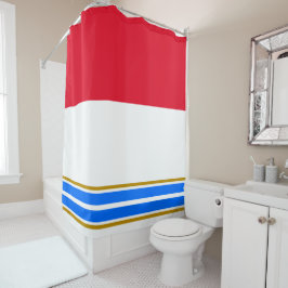 Weiße, rote, blaue Kante Streifen Duschvorhang