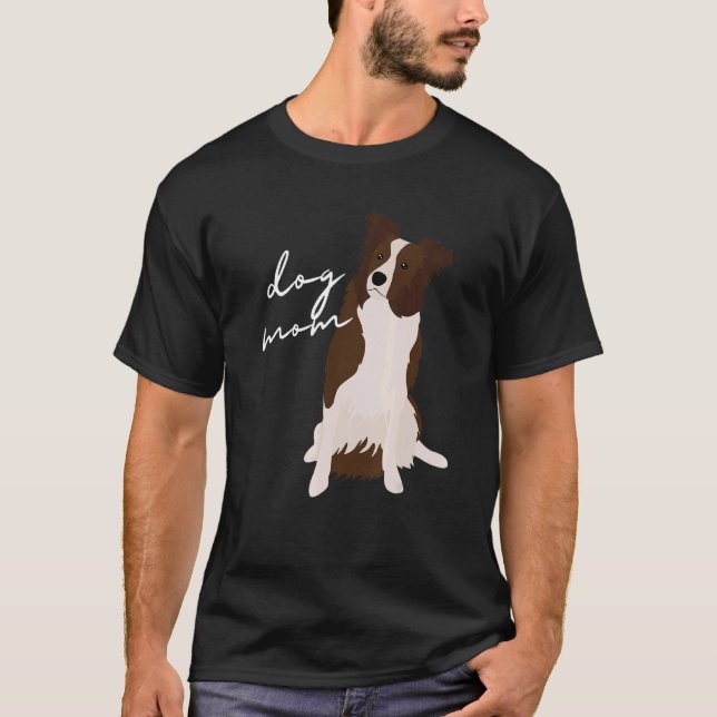 Weiße & rote Border Collie-Hundemutter Hundemama F T-Shirt (Vorderseite)