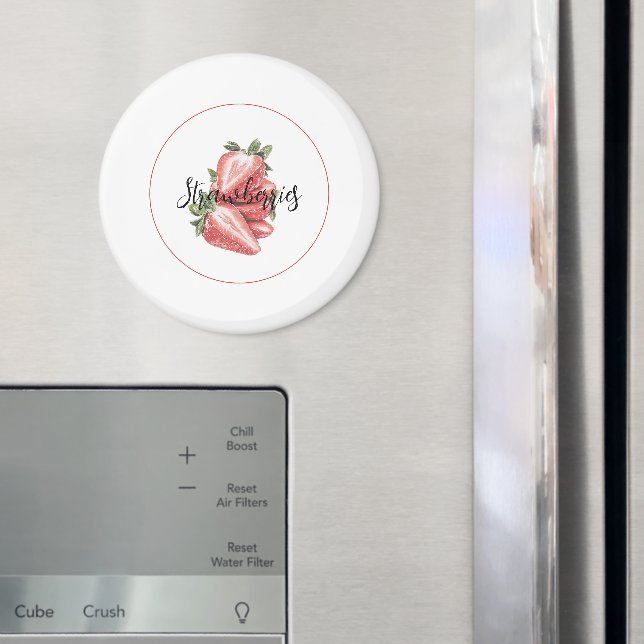 Weiße rote Erdbeeren Frucht   Magnet (In Situ (Kühlschrank))