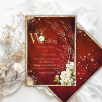 Weiße rote goldene Botanische Blütenhochzeit