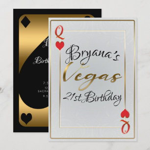 Weiße & Rote Herzkönigin Vegas 21. Geburtstag Einladung