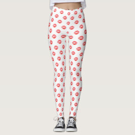 Weiße rote Hosen Kuss der Lippendruck-Leggings Leggings