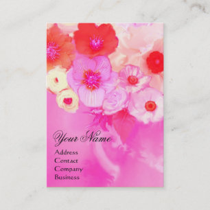 WEISSE ROTE PINKROSEN UND ANEMONEN BLUME MONOGRAM VISITENKARTE