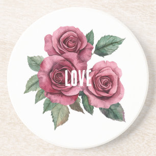 Weiße Rote Rosen Liebe Getränkeuntersetzer