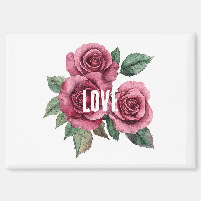 Weiße Rote Rosen Liebe Magnet (Vorderseite)