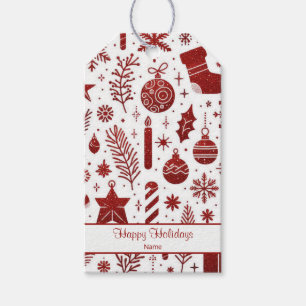 Weiße rote Weihnachts-Geschenk-Anhänger Geschenkanhänger