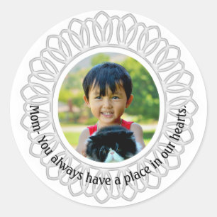 Weiße runde Rahmen-Foto-Kette, Mama-Inschrift Runder Aufkleber