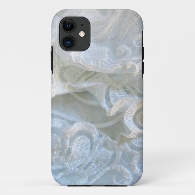 Weiße Rüschen-Spitze Case-Mate iPhone Hülle (Rückseite)