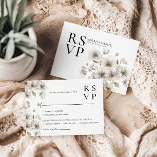 Weiße rustikale Blume Elegante Hochzeit RSVP Karte