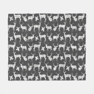 Weiße Rustikale Hirsche auf grauem Fleece Blanket