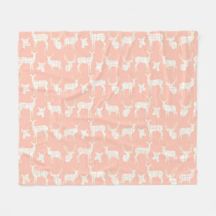 Weiße Rustikale Hirsche auf rosa Fleece Blanket