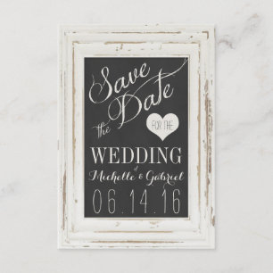 Weiße rustikale Rahmen-Kreide-Typografie Save the Save The Date