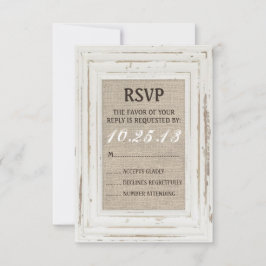 Weiße Rustikale Rahmen- und Burlap RSVP-Karte RSVP Karte